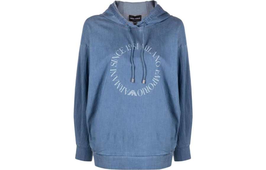 EMPORIO ARMANI Sweatshirts Women's Blue Hooded Moderate Regular
