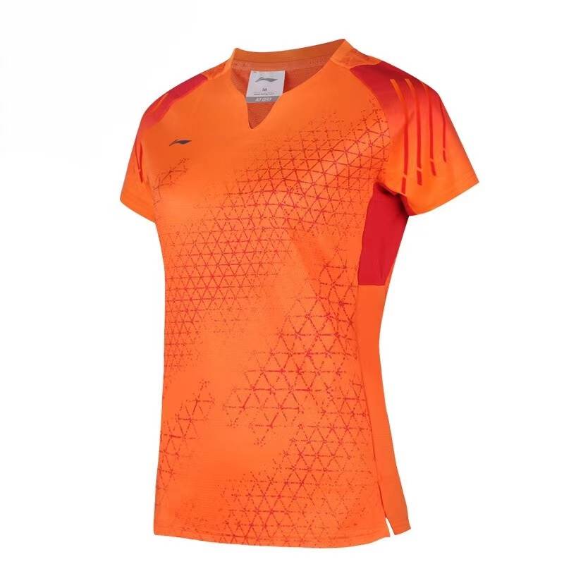 Li-Ning Li Ning T Shirts Women's Orange V Neck Moderate Other