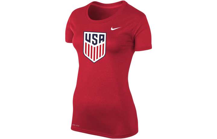 Nike Nike T Shirts Women's Red Crew Neck Moderate Straight Fit