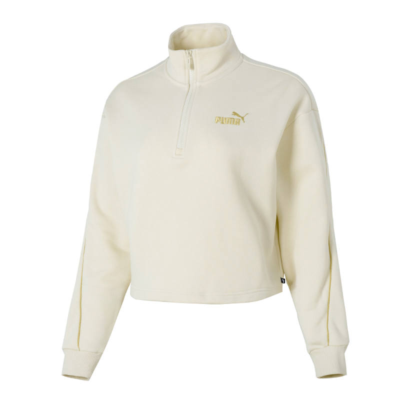 PUMA Sweatshirts Women's Ecru Stand Collar Thickened Regular