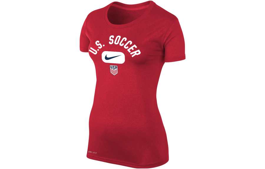 Nike Nike T Shirts Women's Red Crew Neck Moderate Straight Fit