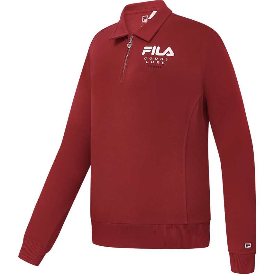 FILA Polo Shirts Women's Red Polo Collar Moderate Straight Fit