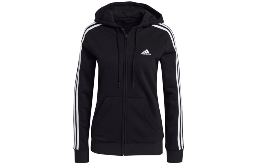 Adidas Adidas Side Stripes Sports Knitted Fabric Fleece Lined Hood Jackets & Coats Japan Version Women's Black