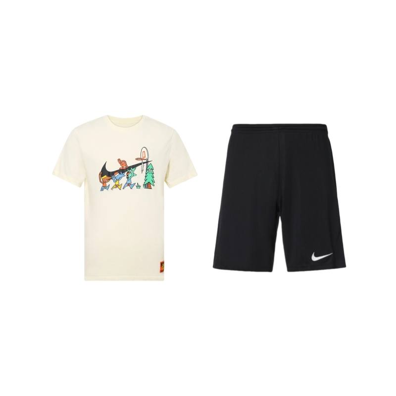 Nike Nike Casual Sportswear Men's Beige/Black Crew Neck Moderate
