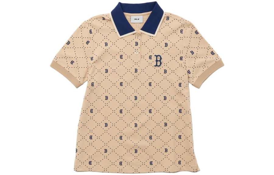 MLB Polo Shirts Women's Khaki Polo Collar Moderate Straight Fit