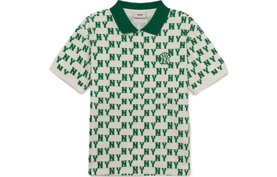 MLB New York Yankees Polo Shirts Women's Green Polo Collar Moderate Straight Fit