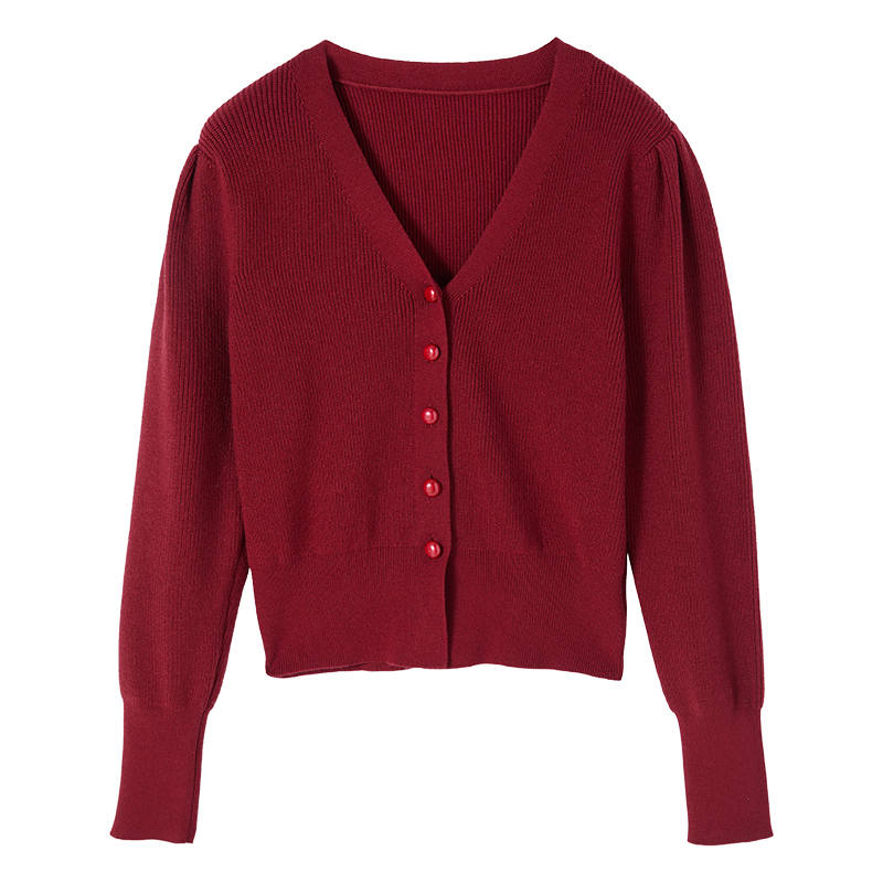 XIANGYING Knitwear Women's Red V Neck Moderate