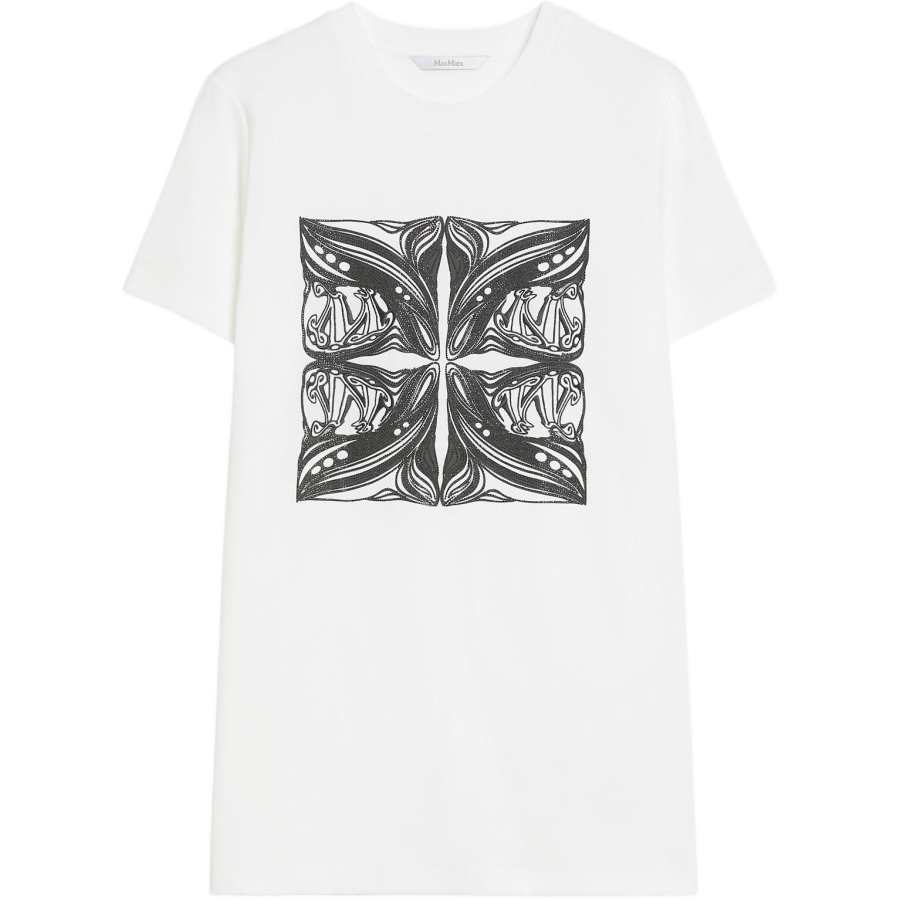 MaxMara T Shirts Women's White Crew Neck Moderate Straight Fit