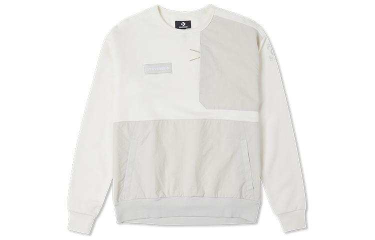 Converse UILITY CREW Color Block Fleece Lined Long Sleeved Shirt Sweatshirt Women's White
