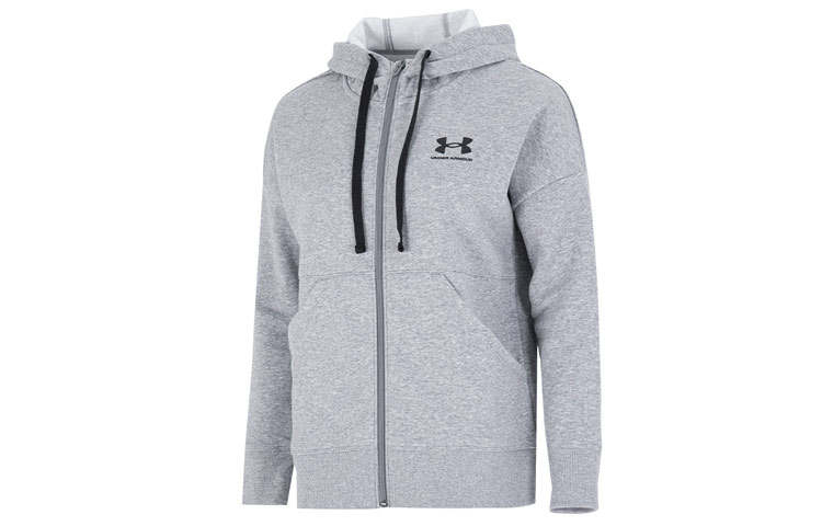 Under Armour Rival Hooded Comfortable Casual Versatile Fleece Lined Long Sleeved Sweatshirt Women's Gray