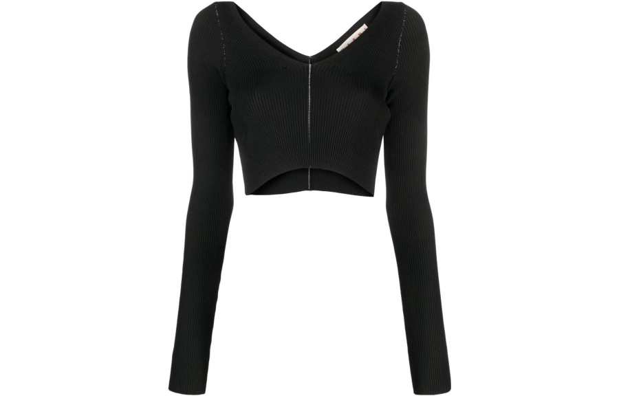 MARNI MARNI V-Neck Cropped Knitted Top
