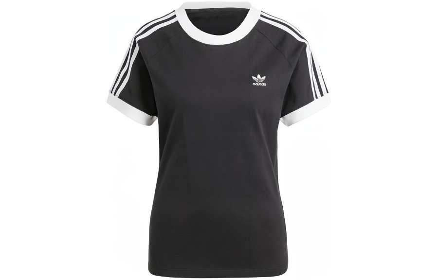 Adidas Originals T Shirts Women's Black Crew Neck Moderate Straight Fit