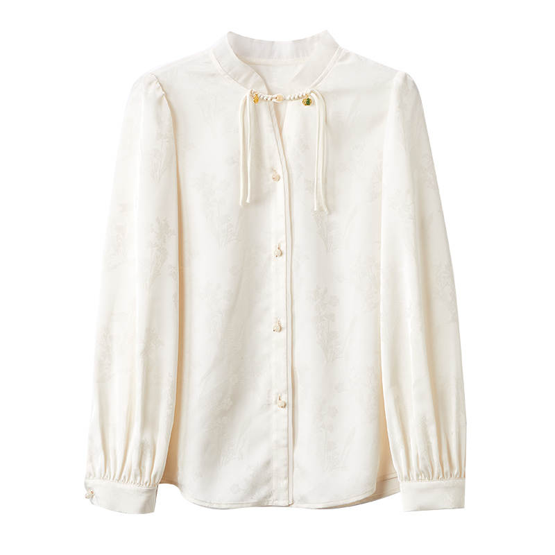 XIANGYING Shirts Women's Beige Stand Collar Moderate Other