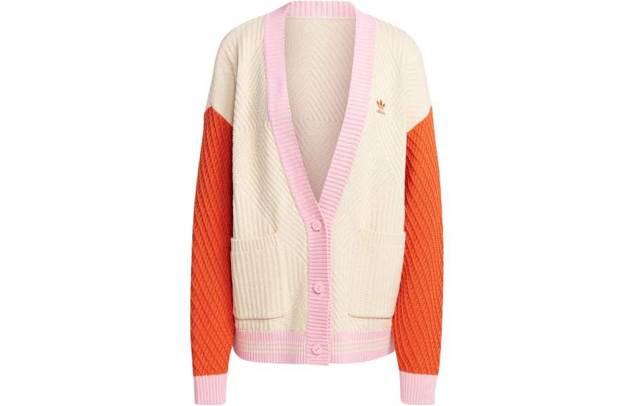 Adidas Originals SS23 Adicolor 70s Knitwear Women's Wonder White V Neck Moderate Cardigan