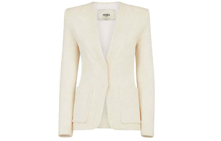 FENDI Jackets Women's White V Neck Moderate Other