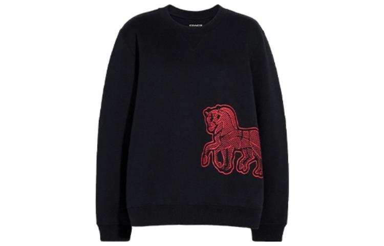 COACH Sweatshirts Women's Black Crew Neck Moderate Regular