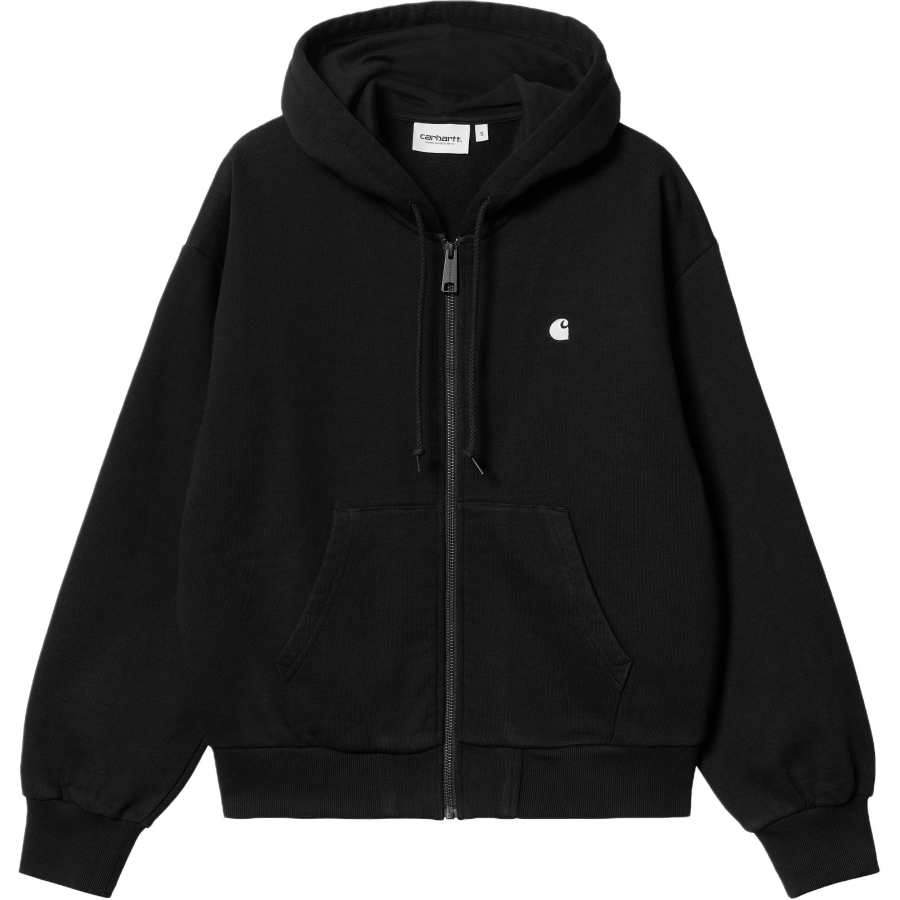 Carhartt WIP Logo Embroidered Zip Up Drawstring Hoodie
