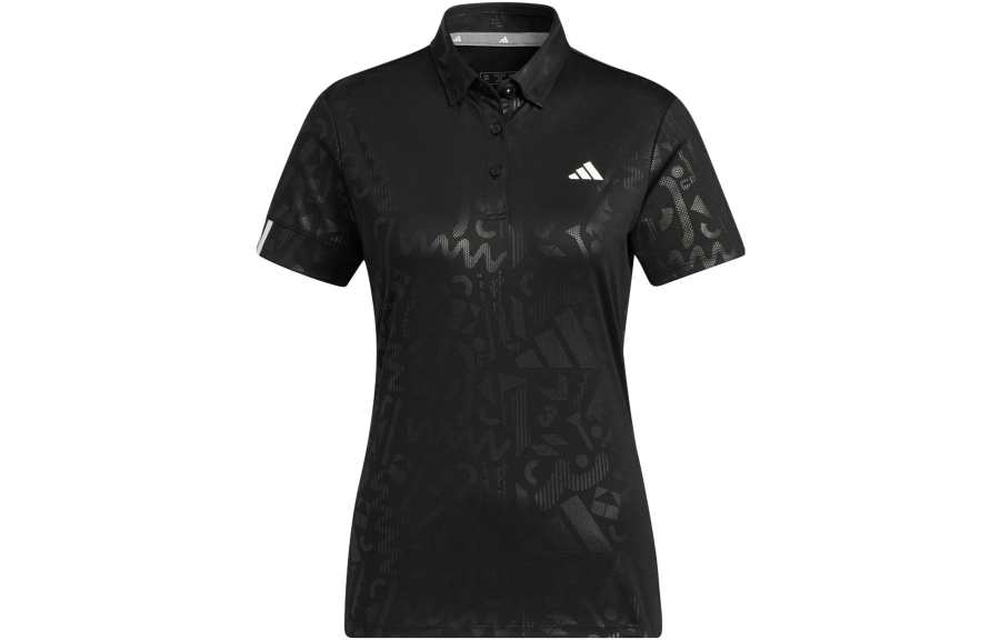 Adidas Adidas Polo Shirts Women's Black Polo Collar Moderate Straight Fit
