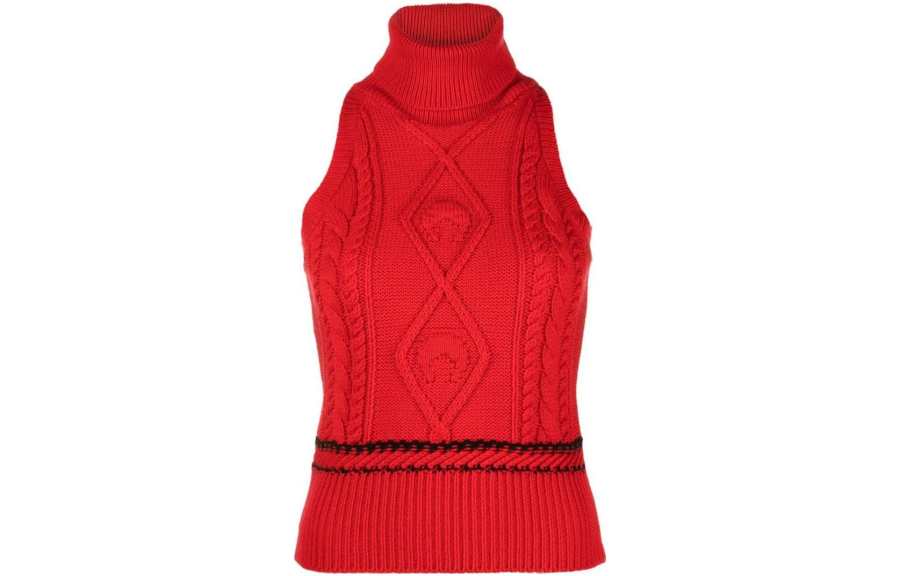 Marine Serre FW22 Cashmere Sweater Women's Orange Red