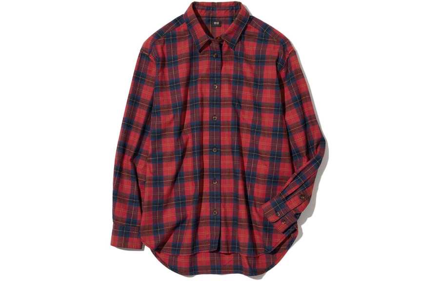 UNIQLO Shirts Women's Red Lapel Moderate Shirt