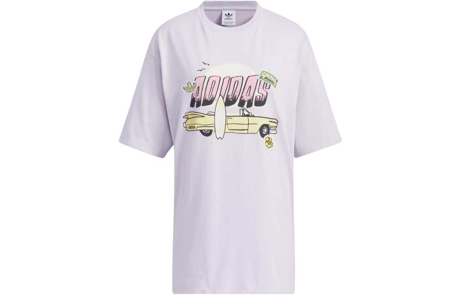 Adidas Originals Drop Shoulder Sleeve T Shirt Women's Light Purple