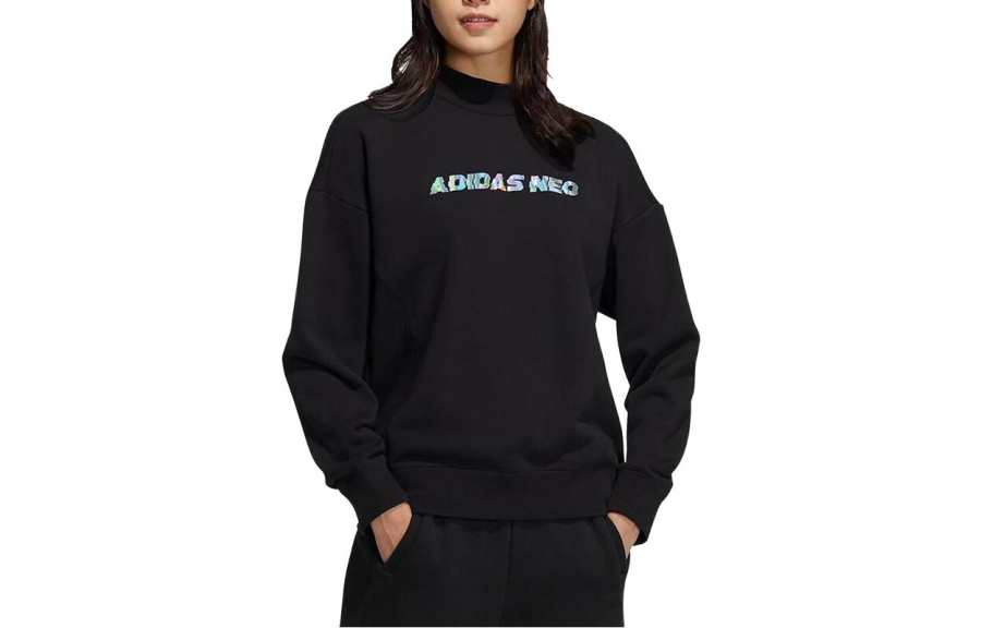 Adidas Neo Sweatshirts Women's Black Stand Collar Moderate Other