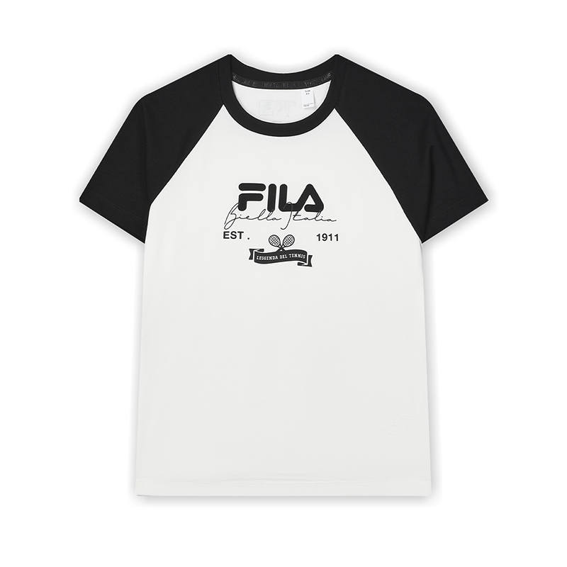FILA T Shirts Women's Black Crew Neck Thin Straight Fit