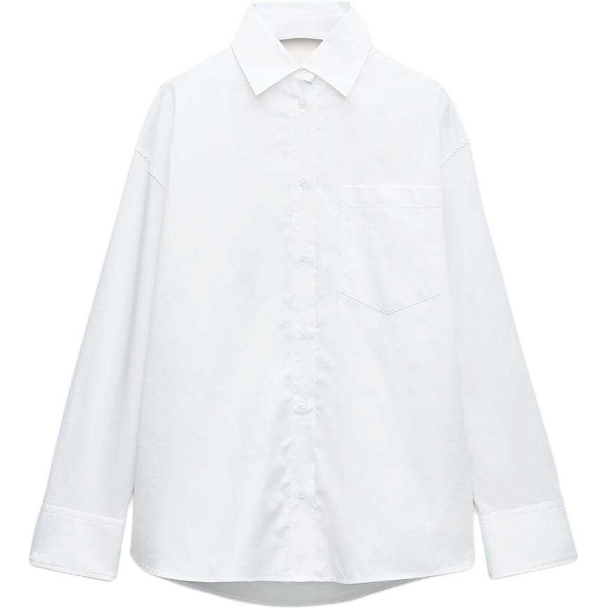 ZARA Trf Shirts Women's White Lapel Moderate