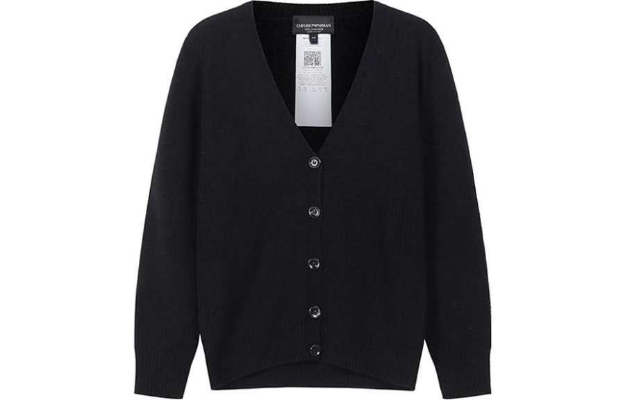 EMPORIO ARMANI Knitwear Women's Black V Neck Moderate Cardigan