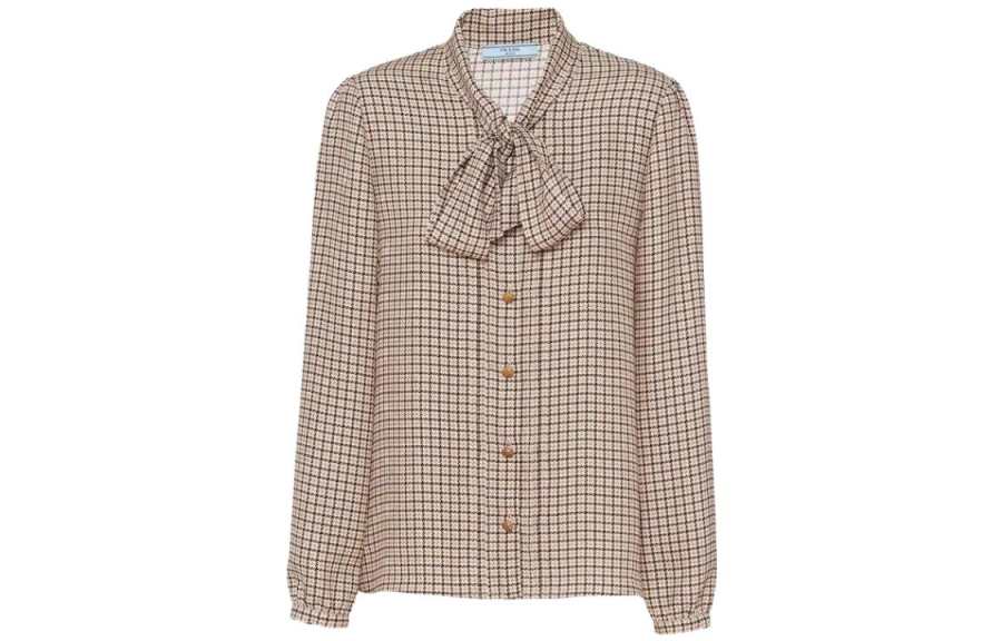 PRADA PRADA Shirts Women's Light Brown V Neck Moderate Other