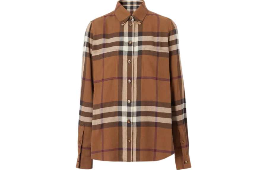 Burberry Check Flannel Shirt Dark Birch Brown