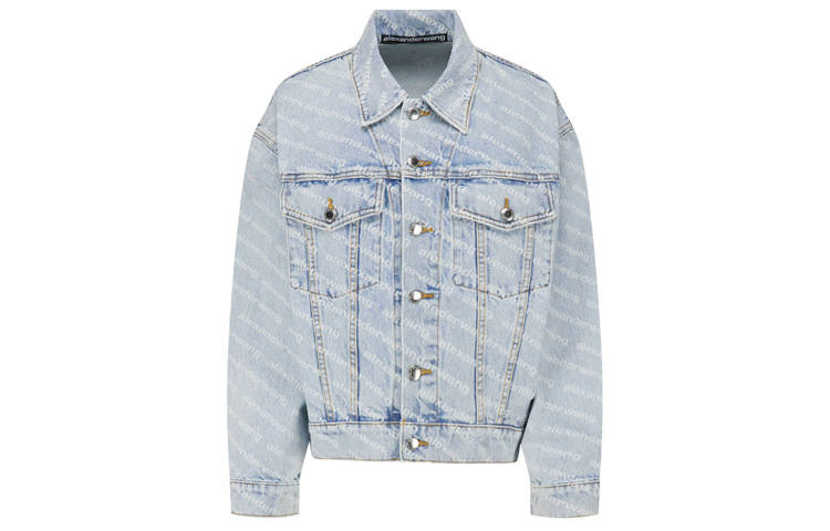 Alexander Wang Alexander Wang Allover Logo Printed Denim Jacket