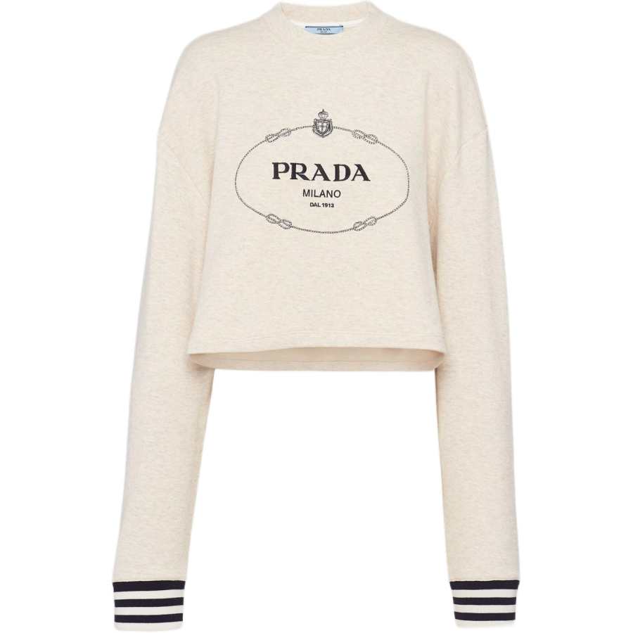 PRADA PRADA Sweatshirts Women's Ecru Crew Neck Moderate