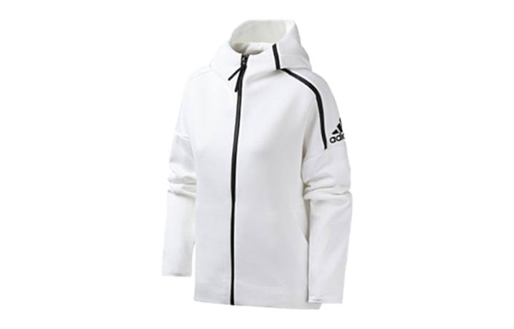 Adidas Adidas Jackets Women's White Hooded Moderate Wind Shell