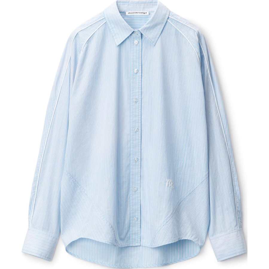 Alexander Wang T By Alexander Wang Curved Hem Striped Shirt