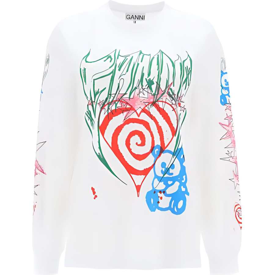 GANNI T Shirts Women's White Crew Neck