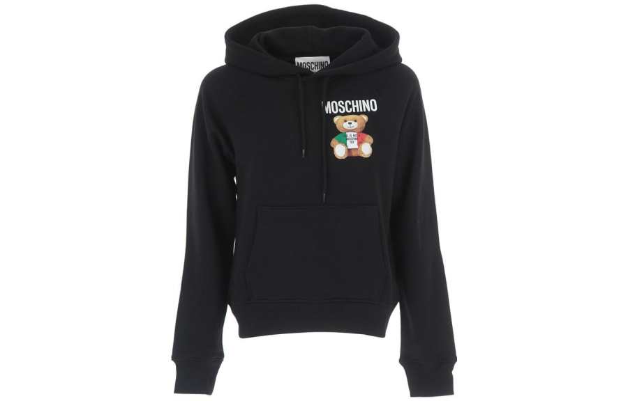 MOSCHINO Sweatshirts Women's Black Hooded Moderate Regular