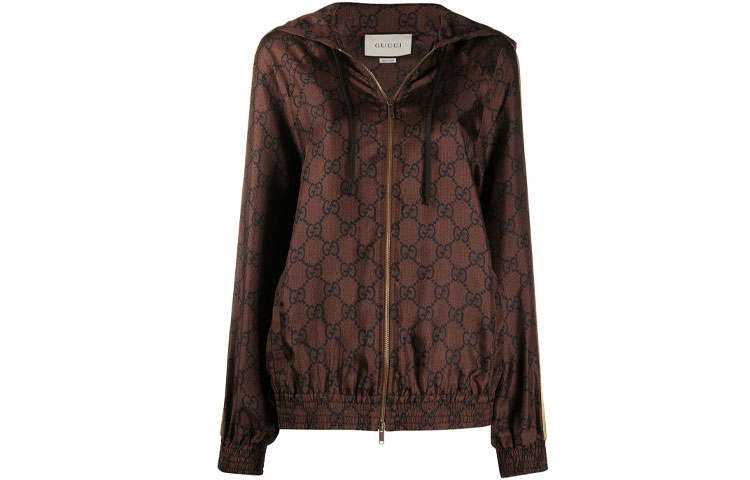 GUCCI Jackets Women's Brown Hooded Moderate Other