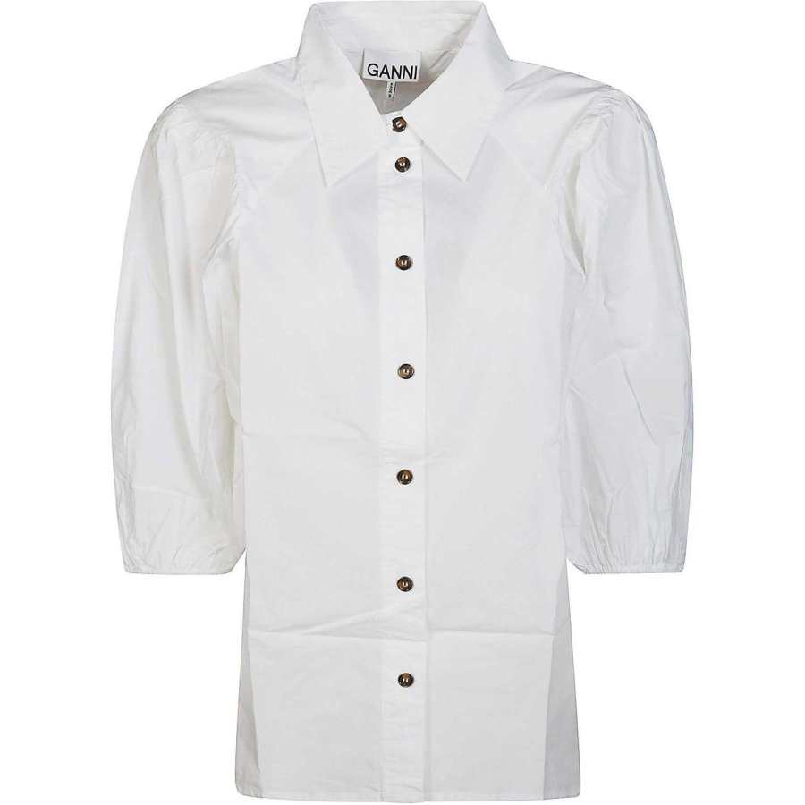 GANNI Puff sleeved Organic Cotton Shirt