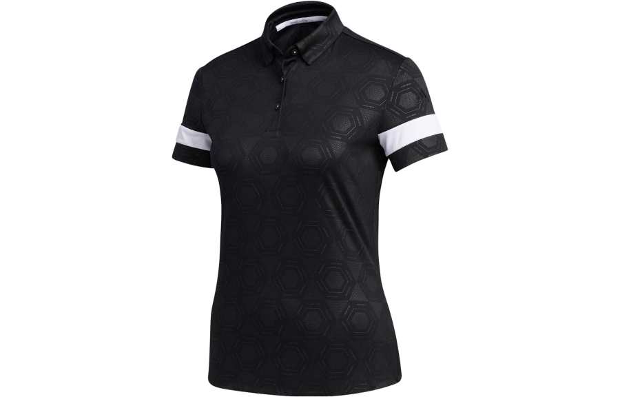 Adidas Adidas Polo Shirts Women's Black Polo Collar Moderate Straight Fit