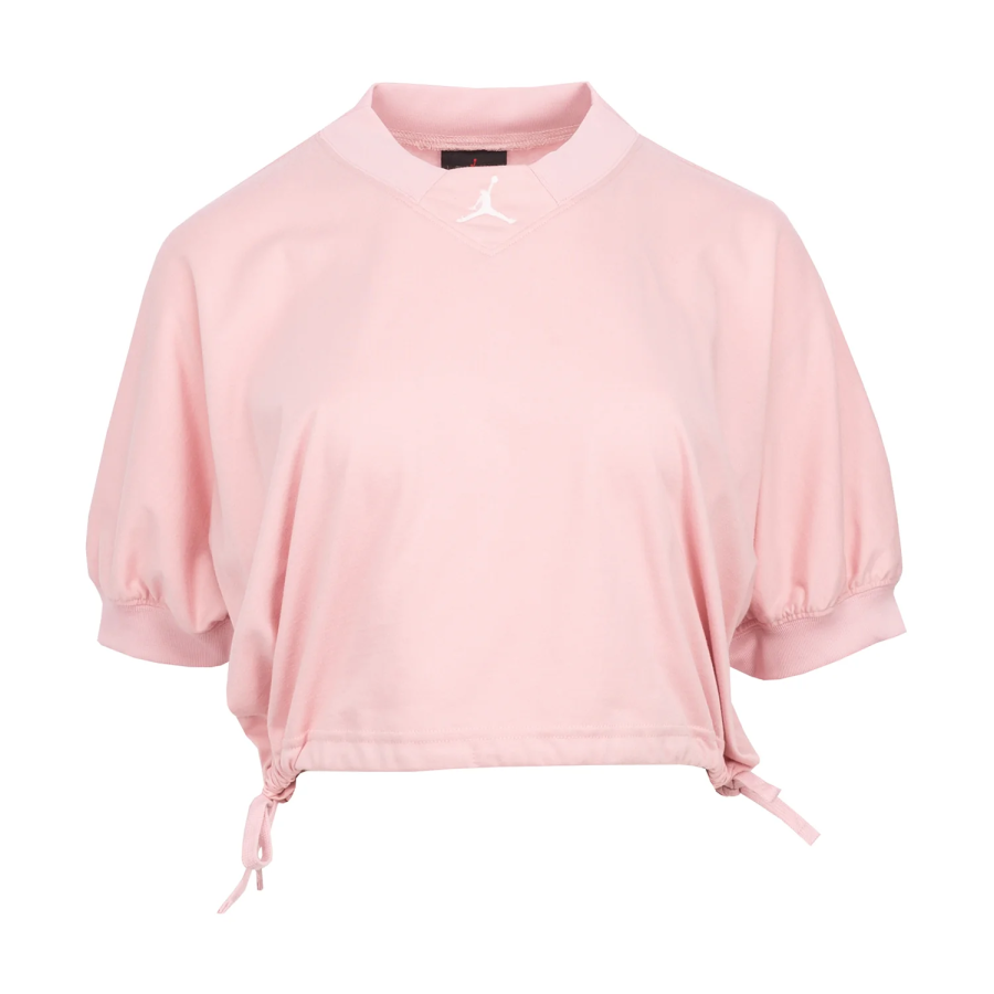 Jordan Jordan Knit Cropped T Shirts Women's Pink Crew Neck Moderate Straight Fit