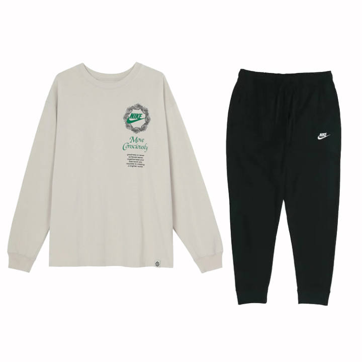 Nike Nike Casual Sportswear Men's Light Bone/Black Crew Neck Moderate