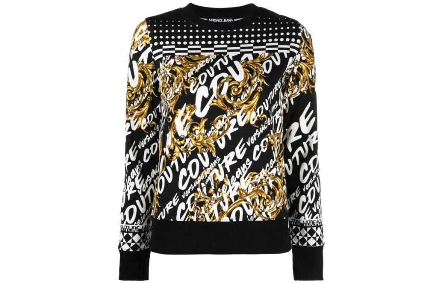 VERSACE JEANS COUTURE Sweatshirts Women's Black Crew Neck Moderate Regular