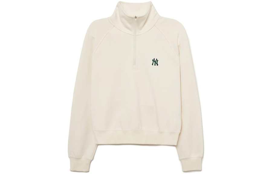 MLB New York Yankees Sweatshirts Women's Cream Stand Collar Moderate Regular
