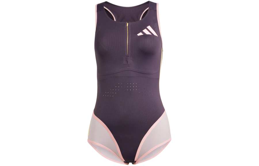 Adidas Adidas ADIZERO LEOTARD SHORT SLEEVE Jumpsuit Women's Black Purple