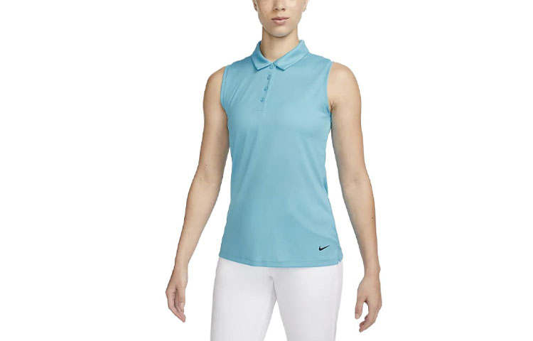 Nike Nike Polo Shirts Women's Sea Blue Polo Collar Moderate Straight Fit