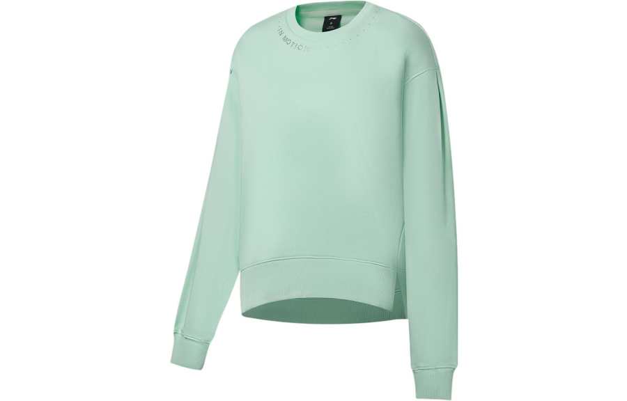 Li-Ning Li Ning Fitness Series Sweatshirts Women's Aqua Green Crew Neck Moderate Regular
