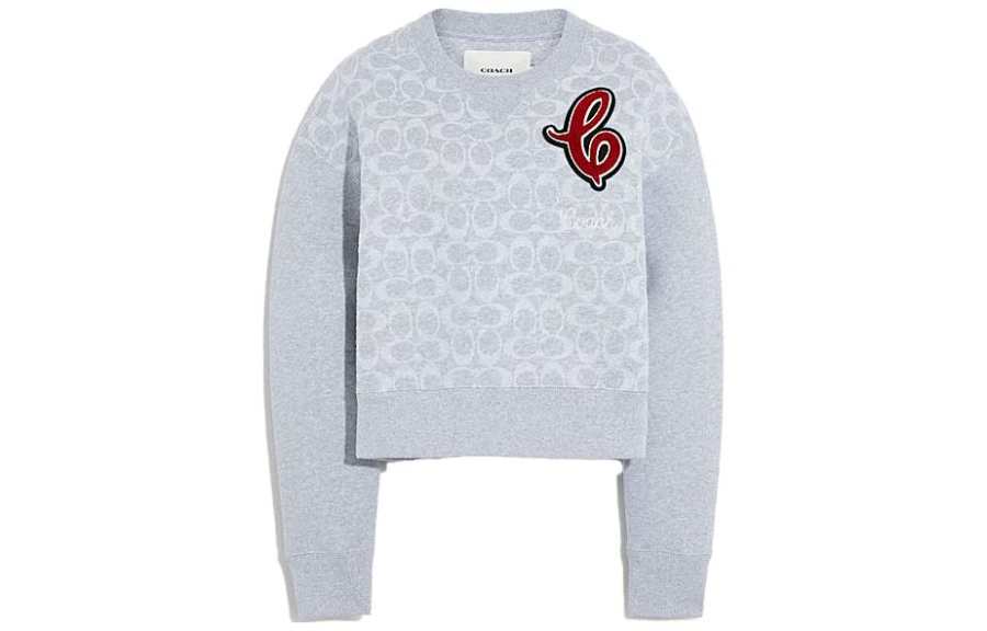 COACH Sweatshirts Women's Gray Crew Neck Moderate Regular