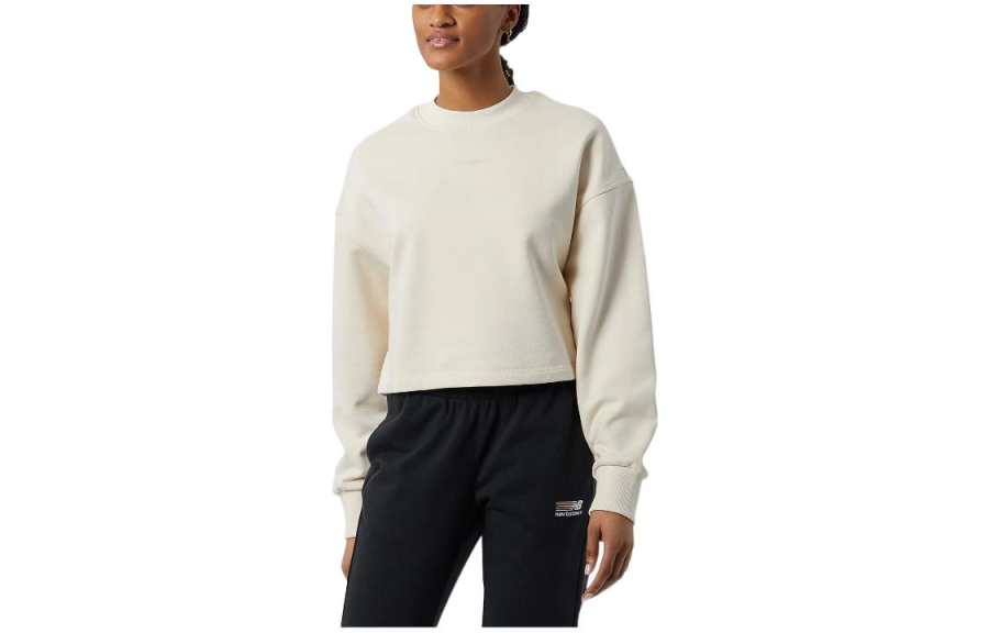New Balance New Balance Sweatshirts Women's Ecru Crew Neck Moderate Regular