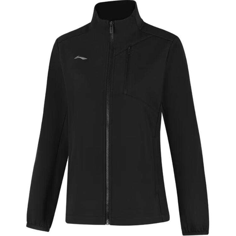 Li-Ning Li Ning Solid Color Zipper Stand Collar Fleece Lined Thermal Jackets & Coats Women's Black
